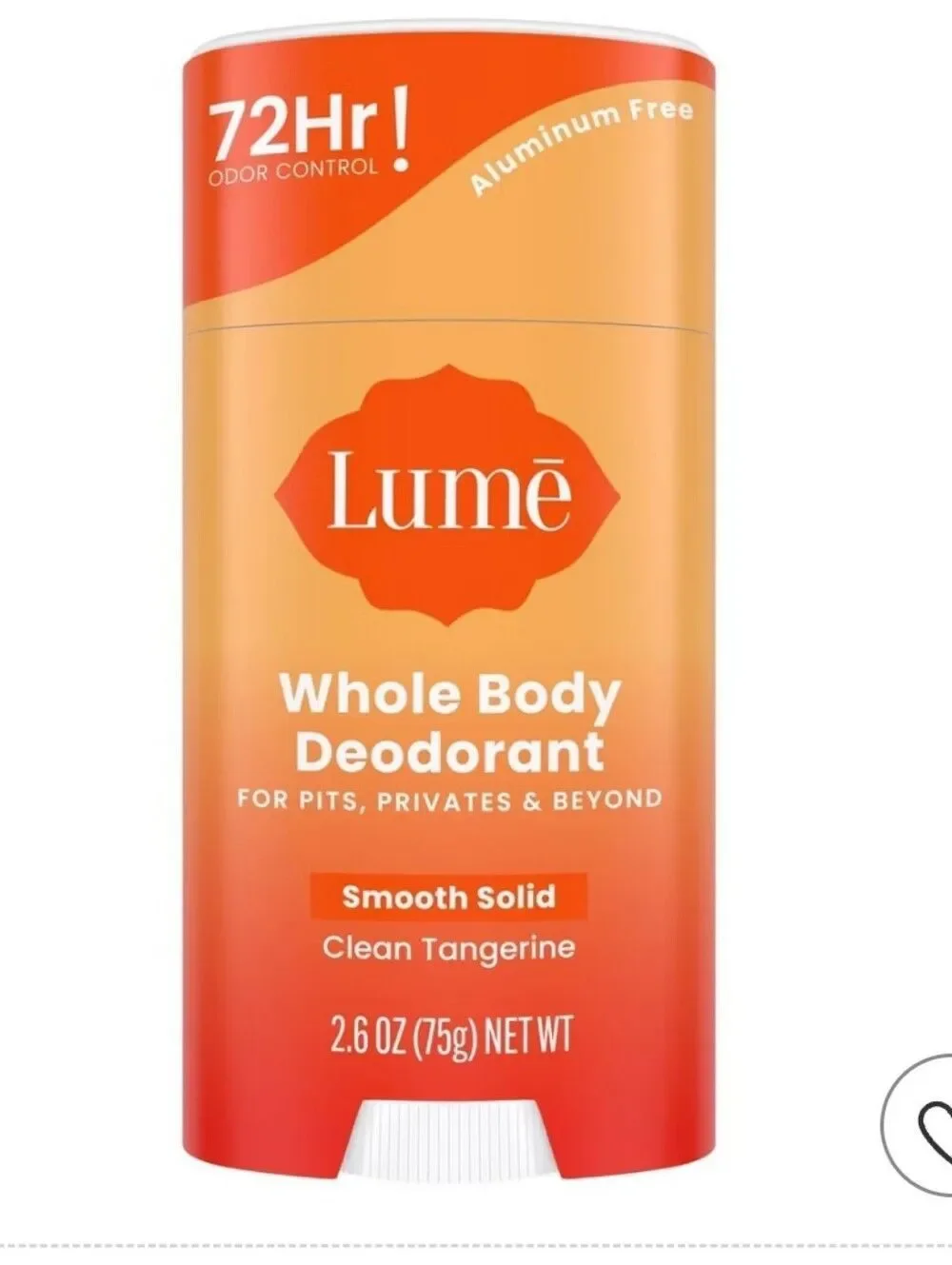 Lumē Whole Body Deodorant - Clean Tangerine (Orange)
